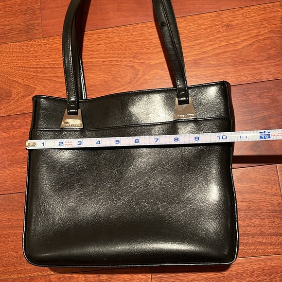 Liz Claiborne Vintage Faux Leather Handbag Black with Silver Accents, 10x9x2 - Picture 5 of 16